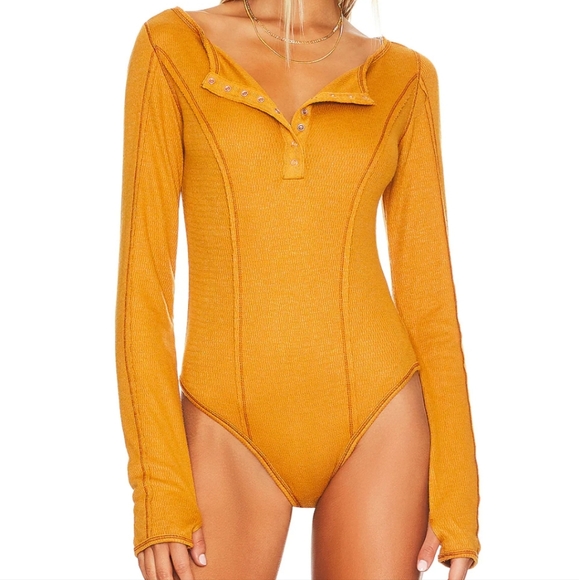 Free People SLOANE Bodysuit AMBER Top NWT - Picture 2 of 6